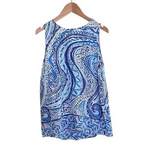 Lilly Pulitzer Bay Blue Mermaid For You Iona Silk Tank Top Medium